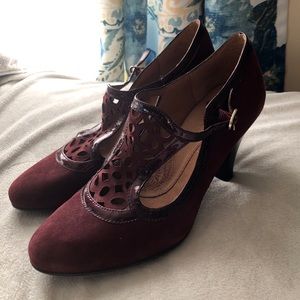 Sofft Mary Jane suede pumps.